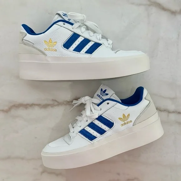 adidas | Shoes | Womens Adidas White And Blue Platform Sneakers | Poshmark